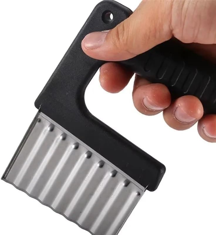 XIAYANYANNA Stainless Steel Crinkle Cutter Wavy Potato Slicer French Fry Maker Tool(C820-Black-1pcs) — view 3