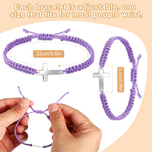 Jadive 12 Pcs Small Cross Cord Bracelet Bulk For Women Men Adjustable Cross String Bracelet Cross Nylon Rope Christian Handmade Braided Bracelet Friendship Gift For Women Girls(Colorful) #TOP1