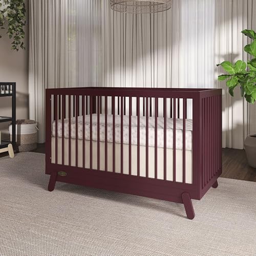 Image of Dream On Me Hygge 5-in-1 Convertible Full-Size Baby Crib in Auburn, GreenGuard Gold & BSA, Converts to Toddler, Day & Full-Size Bed, Adjustable Mattress Heights, Modern Nursery