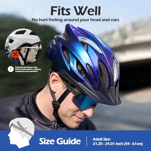 Image of Odoland Adult Bike Helmet with Cycling Sunglasses Set for Men & Women