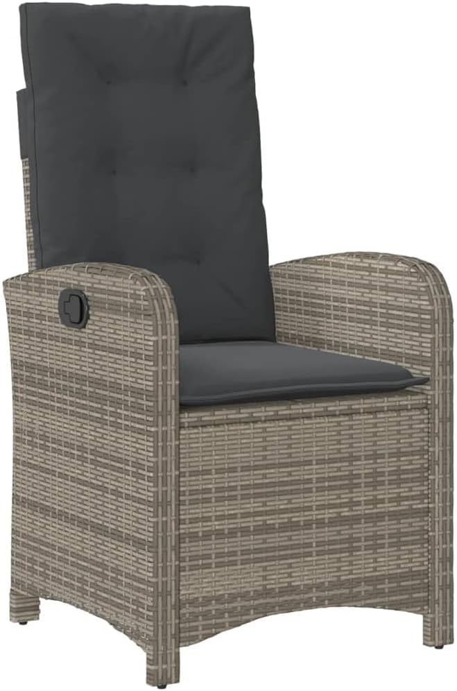 Reclining Patio Chairs 2 pcs with Cushions Gray Poly Rattan,Patio Dining Chairs,Garden Seat,Outdoor Chair for Outdoor Relaxation