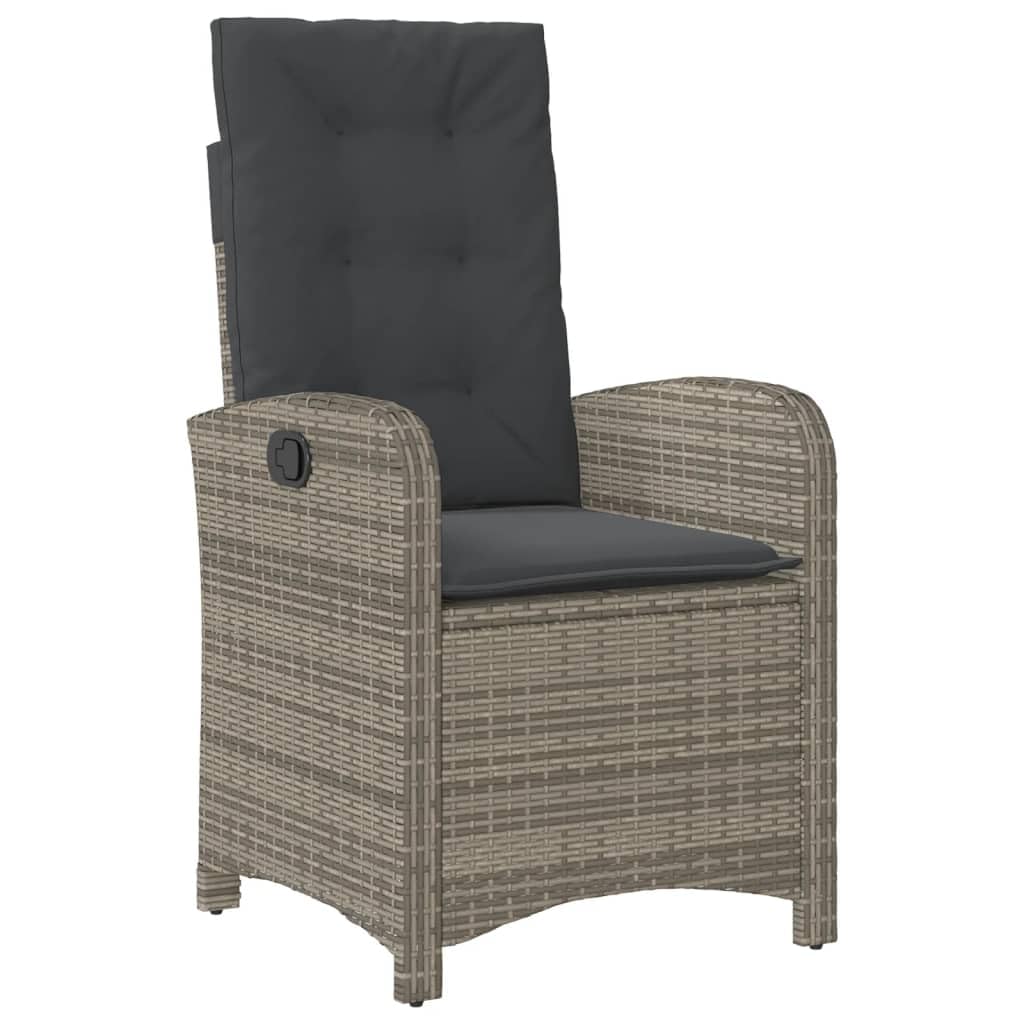 Poltrone reclinabile giardino e cuscini 2 pz rattan sintetico grigio sedie giardino esterno antiscivolo facile da montare mobili resistenti grigio