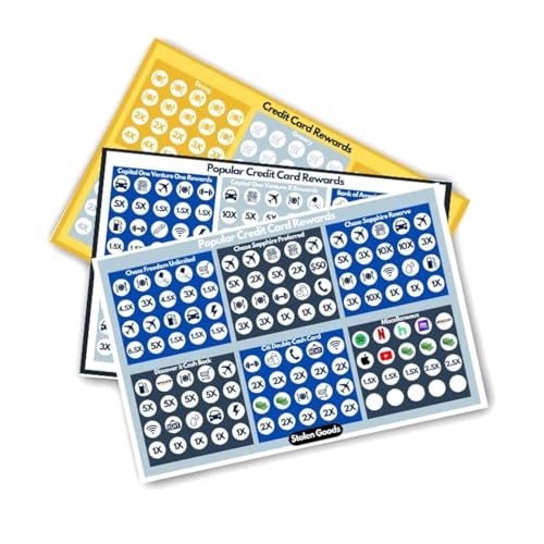 360pc Credit Card Reward Stickers by Popular Cards- Quality Cute Durable Vinyl Stickers Rewards Theme Gas Travel Dining Categories (3 Pack) (Popular Card)