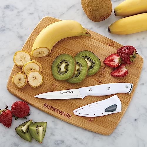 Farberware Edgekeeper Triple Riveted Paring Knife with Self-Sharpening Blade Cover, High Carbon-Stainless Steel Kitchen Knife with Ergonomic Handle, Razor-Sharp Knife, 3.5 Inch, White - image 3