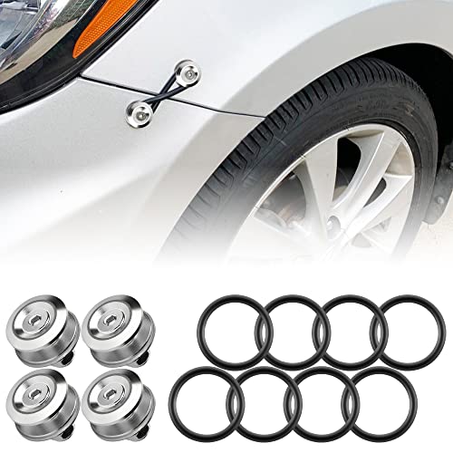 Rolling Gears JDM Bumper Quick Release Front Rear Bumper Fasteners, 4 Piece (Silver), 8 x O-Ring