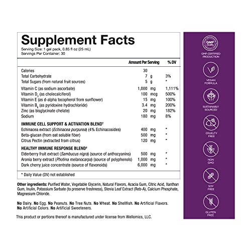 Healthycell Immune Super Boost, Immunity Booster Liquid Gel Supplement For Strong Defense With Immune Support Nutrients Vitamin C, D, Zinc, Elderberry, Echinacea, Beta Glucan, Microgel (30 Gel Packs) #TOP1