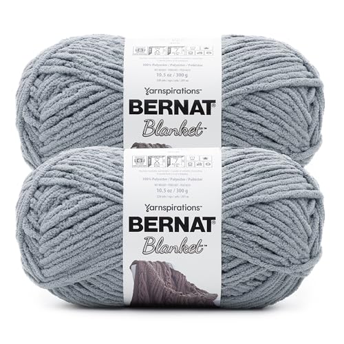 Image of Bernat Blanket BB Frosted Blue Yarn - 2 Pack of 300g /10.5 oz - 100% Polyester - #6 Super Bulky - 220 Yards - Knitting /Crochet