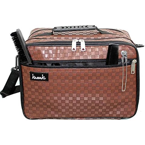 Kassaki Pro Hairdressing Tool Carry Hair Equipment Salon Storage Travel Bag Case Brown Check Cover