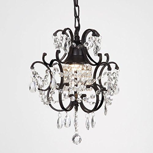 Versailles One Light Black Crystal Mini Chandelier Draped with Elegant Crystal Accents