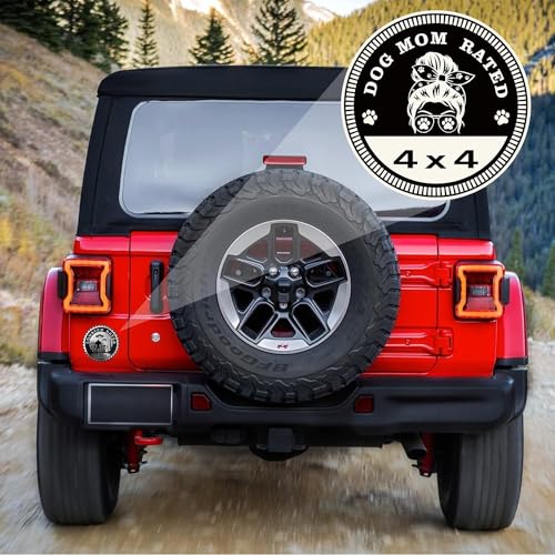 Image of Dogs Mom Badge Rated Car Emblem, 4 x 4 Paw Print Metal Automotive Badge 3D Metal Car Round Emblem Decals Car Badge Decals Stickers Compatible with Jeep Wrangler Vehicles Trucks SUV Decals(ZS064)