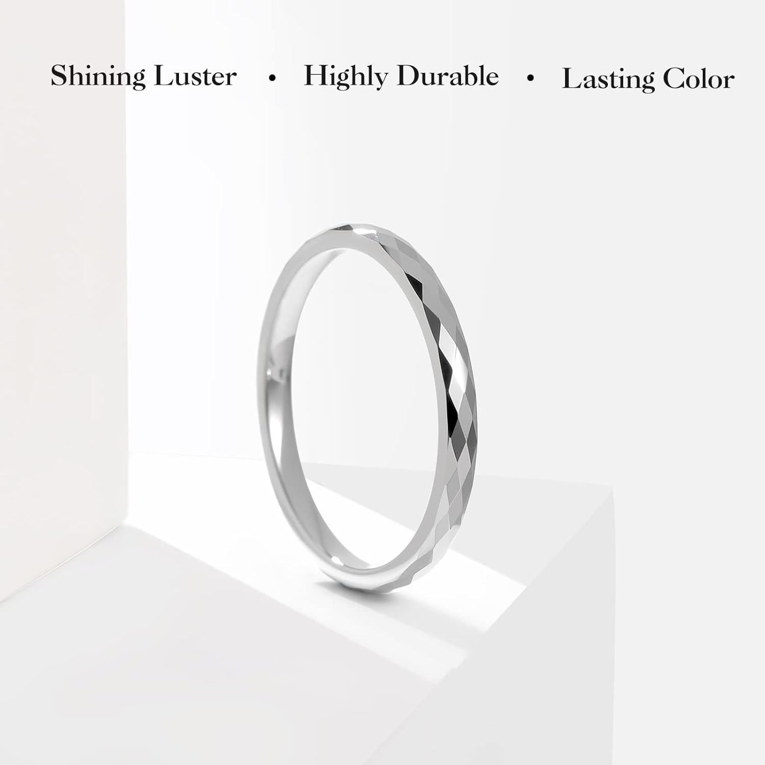 King Will Tungsten Carbide Wedding Ring for Men Women Promise Ring for Couple 2mm/4mm/6mm Black/Silver/Gold/Rose Gold Multi-faceted Shining Luster High Polished Wedding Band Comfort Fit