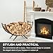 NANANARDOSO Curved Firewood Rack，33 inches Powder-coated Metal Fireplace Log Holder for Firewood Storage，Ideal for Indoor and Outdoor Fireplaces Wood Storage，Black