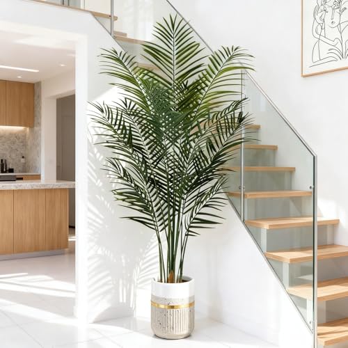 CyanZen 5.5ft Artificial Palm Tree Outdoor, Large Fake Tropical Areca Palm with 15 Trunks, Tall Faux Floor Plants for Indoor Living Rooms Offices Bedroom Home Decor by CyanZen - Used condition - Image 3