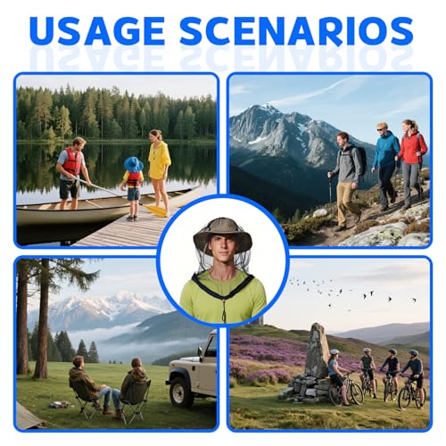 ZHYTUAL Mosquitera Cabeza de Tamaño Extra Grande Ropa Antimosquitos Adecuada para Acampar Pescar Jardinería Malla Ultrafina Repelente de Moscas e Insectos Adecuada para Todos los Sombreros - imagen 6