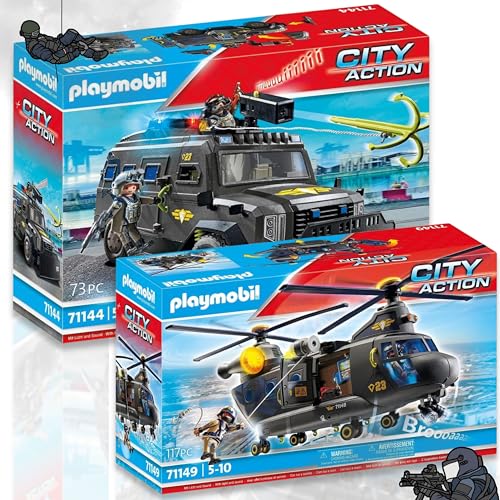PLAYMOBIL 71144 SWAT-Geländefahrzeug 71149 SWAT-Rettungshelikopter – Actionreiche Einsätze für kleine Helden!