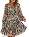 ZESICA Womens 2026 Fall Long Sleeve Floral Mini Dress Green L
