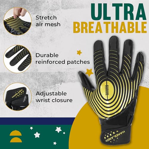 image for HANDLANDY Adult Gloves,Sticky Receiver Gloves,Super Grip Football Glov