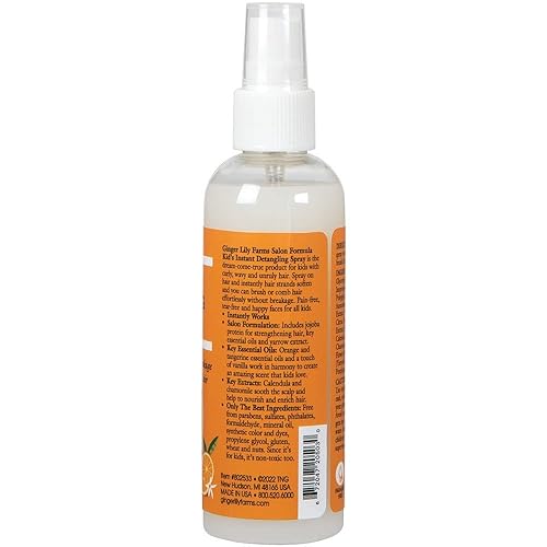 Miniatura 3 de Ginger Lily Farms Salon Formula - Spray desenredante instantáneo para niños, fórmula sin desgarros, espray desenredante para el cabello para niños,