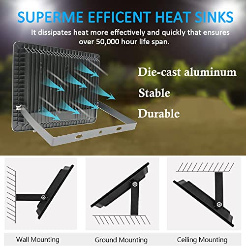 Fopretty 200W Outdoor Led Flood Light, 20000Lm Super Bright 6000K Daylight White, Waterproof Ip66 Security Lights For Yard, Garden,Basketball Court, Garage, Arena, Pack Of 2 #TOP3