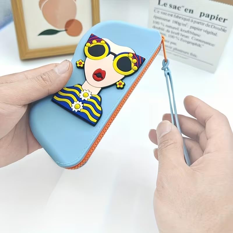 AARUX Cute Silicone Sunglass Case with Zipper & Wrist Strap – Soft Protective Glasses Holder for Women, Men & Kids | Shockproof, Waterproof Eyeglass Pouch with Cleaning Cloth | Travel & Everyday Use - Image 5 thumbnail