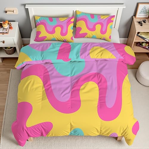 Piumino Singolo Astratto Trapunte Splendore Piumone Imbottito Resistente Lavabile, Super Morbida Trapunta, piumini 135x200 cm in Microfibra Reversibile e 2 Federa 50x80 cmT914