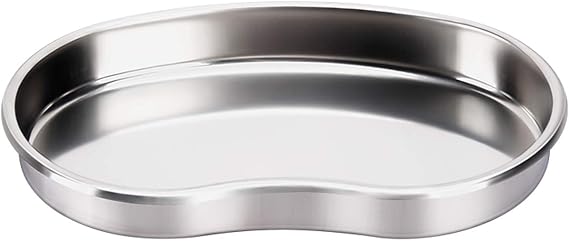 Stainless Steel Kidney Tray 7, Emesis Basin Kidney Shaped Emesis Bowl Round Edges. Reusable Metal Kidney Dish.Dental Instruments Ideal for Soiled Dressings,Waste, Liquid. (M)