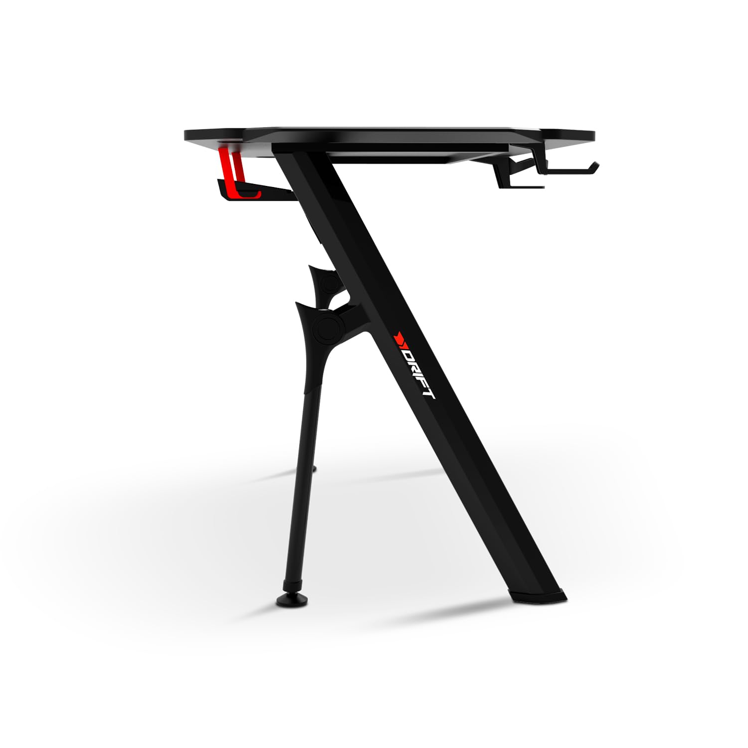 Drift Gaming DRDZ175RGB – Mesa Gaming con Tablero de Fibra de Carbono, Laterales RGB reactivos al Sonido, Alfombrilla XL, Soporte para Bebidas y Auriculares, Color Negro