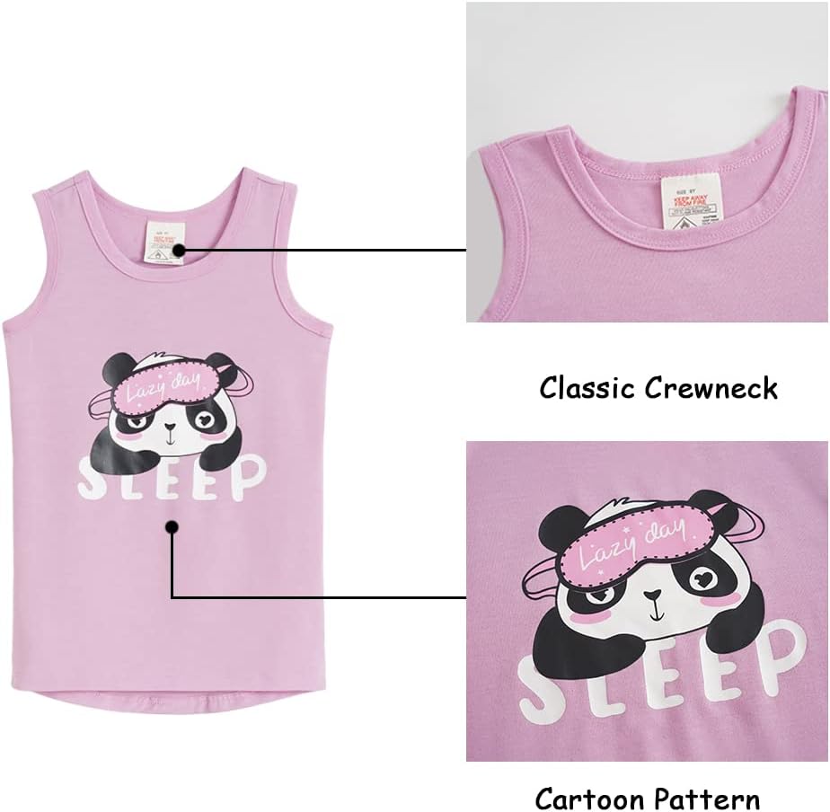 MyFav Big Kids Girls Sleeveless Sleepwears Hearts Shape Striped Pajama Nightgown - Image 5