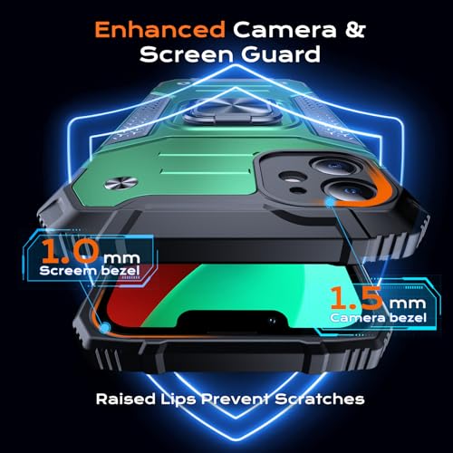 Image of Anqrp Heavy Duty Case for iPhone 11 Case with Enhanced Ring Holder Grip Stand, Military Grade Shockproof Rugged Drop Protective Silicone Hard Slim iPhone 11 Phone Case Cover,Forest Green