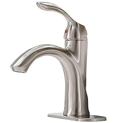 BWE Single Handle Brass Bathroom Faucet Brushed Nickel Deck Mount Lavatory Commercial