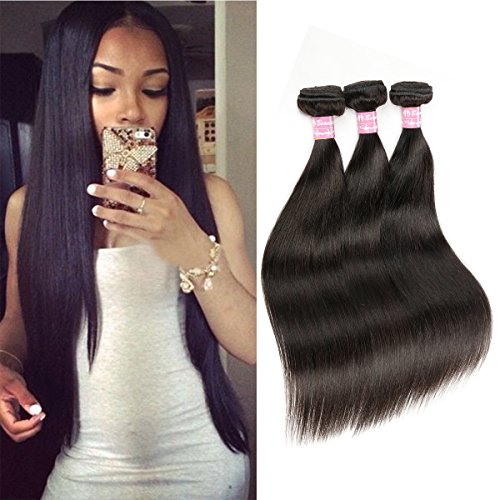 Beautier 6a Straight Hair 3 Bundles Virgin Unprocessed Human Hair Extensions Deal With Mixed Lengths(10 12 14)