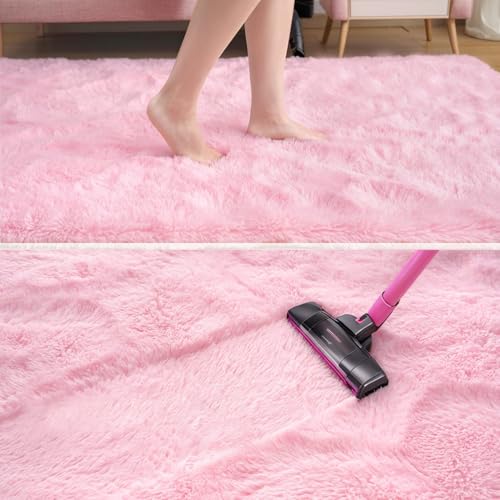 Tapete corredor rosa suave 2x6 pies peludo moderno miniatura 4