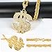 ZYLOP Gold Chain with Dollar Sign: 2 PCS Fake Gold Money Chain Necklace for Men Women Gold Plated Stainless Steel Jewelry Fashion Pendants for 70s 80s 90s Hip Hop Rapper Digger Costume Accessories