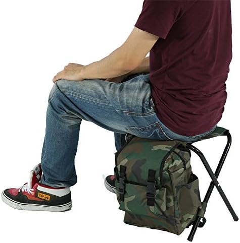 Miniatura 4 de Silla plegable de camping, taburete de mochila con enfriador aislado bolsa de picnic para exteriores, interiores, pesca, viajes, playa, barbacoa