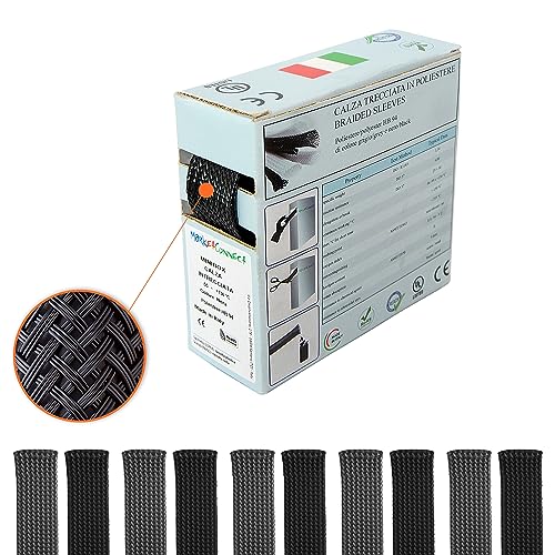 MarketConnect® Guaina Cavi Espandibile Ø 20mm, L 10mt • Raccogli e Nascondi Cavi • Ideale per Scrivania e TV • NERO • MINIBOX