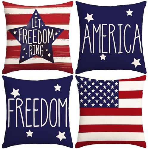 4th of July Pillow Covers 18x18 Inch,Set of...
