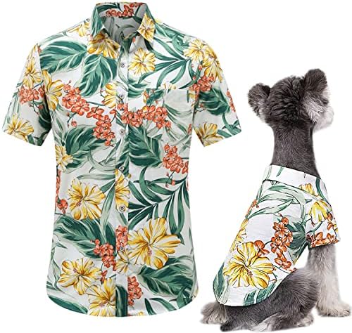 Secodrout Hawaii Style Floral Dog Shirt, Pet Summer T-Shirts Breathable Cool Clothes Hawaiian Shirts for Medium Dogs and Cats Owner and Pet Shirts are Sold Separately