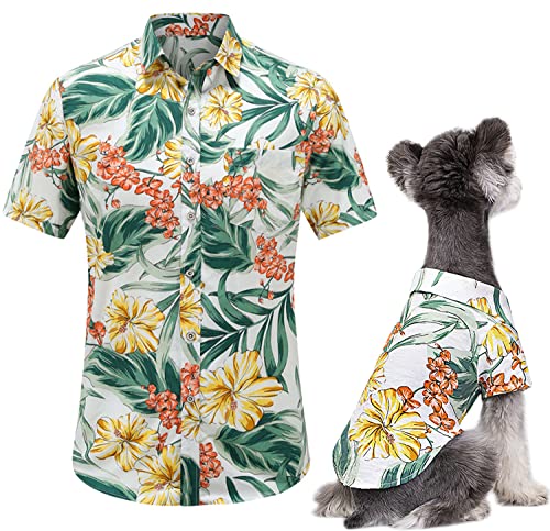 Secodrout Hawaii Style Floral Dog Shirt, Pet Summer T-Shirts Breathable Cool Clothes Hawaiian Shirts For Medium Dogs And Cats Owner And Pet Shirts Are Sold Separately #TOP24