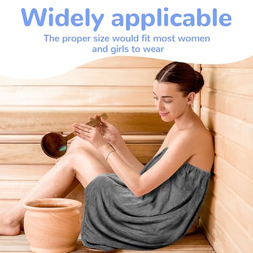 Image of Cuffbow 3 Pcs Towel Wrap for Women Spa Body Robe Full Length Female Bath Shower with Adjustable Closure Elastic Top Plush