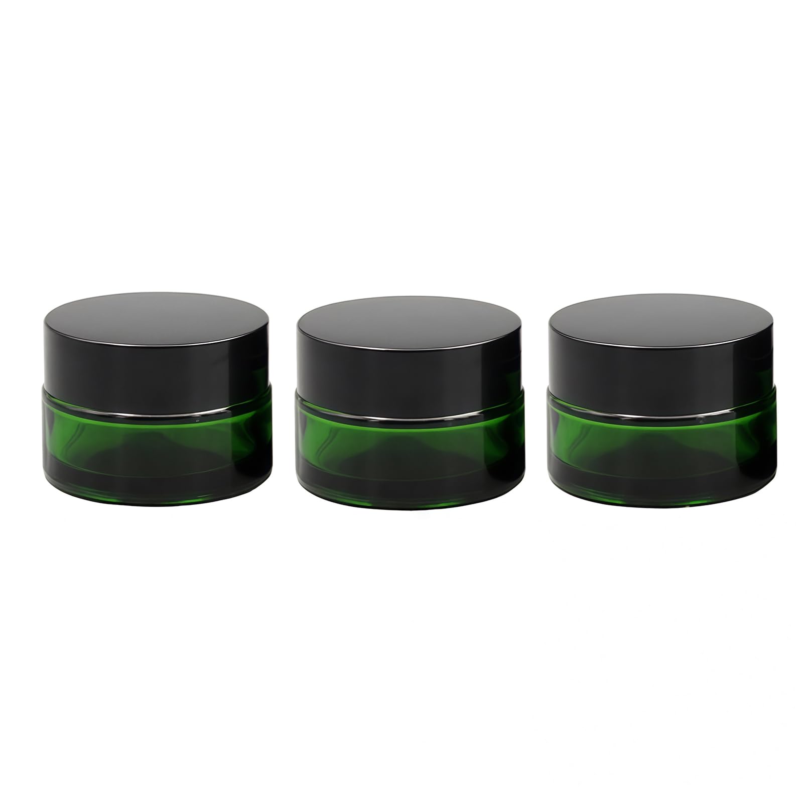 Kunyos Green/Cream/Black 3X Empty Glass Lotion Jars Bottle With Cap (30G/1Oz)