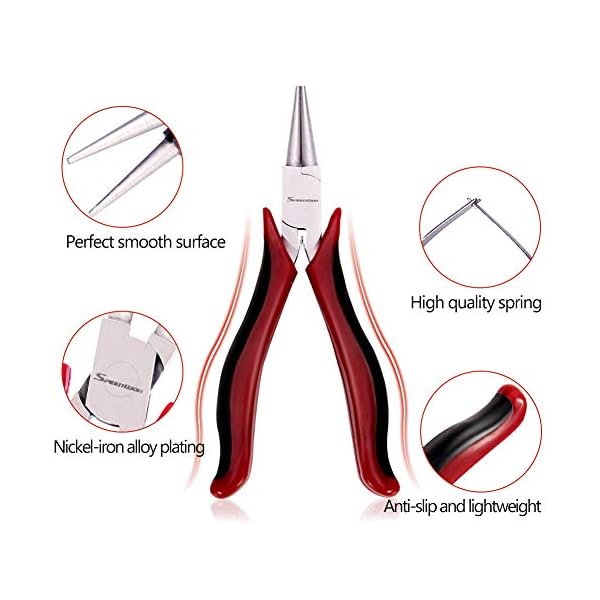 SPEEDWOX Mikro-Rundzange, 11,4 cm, Drahtschlaufe, klein, feine Zange, ultra-konische Backen, Präzisionsnadelzange mit Feder, Mini-Funktional, Schmuckherstellung, Werkzeug, Handwerk, Perlen – Bild 4
