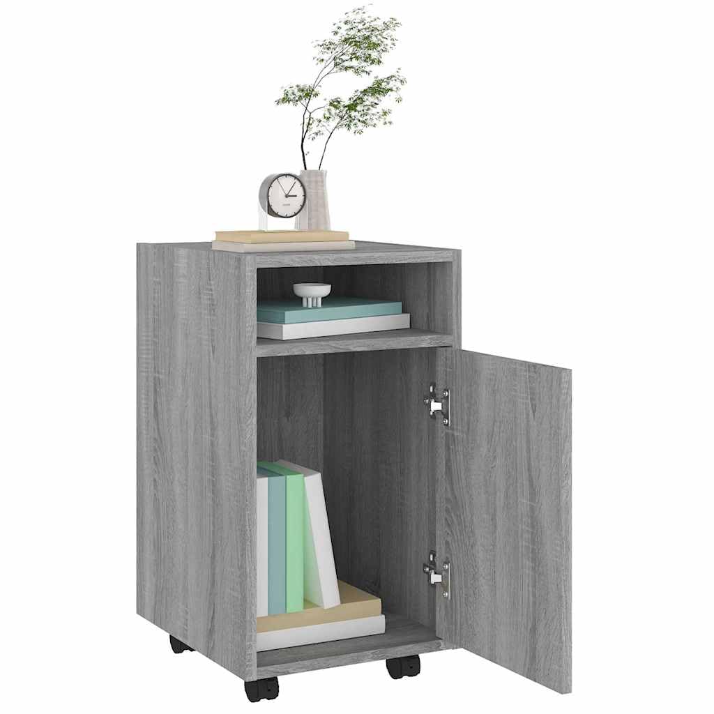 Armadietto con ruote, 33 x 38 x 60 cm, credenza in legno Sonoma, comò con 2 scomparti, per ufficio e soggiorno