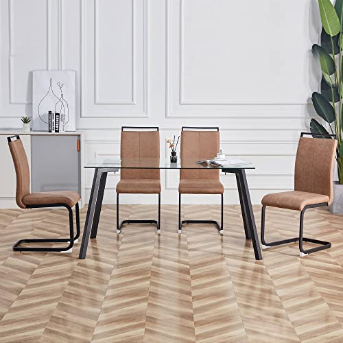 Baysitone Modern Dining Chairs Set Of 4, Side Dining Room Chairs, Kitchen Chairs With Leathaire Padded Seat High Back, Chairs For Dining Room,Kitchen, Living Room Brown #TOP5
