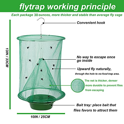 8 Pack Ranch Fly Traps - Reusable Fly Traps With Bait-Tray Outdoor Indoor Hanging,Stable Horse Fly Catcher Cage For Farms,Park, Restaurants #TOP1