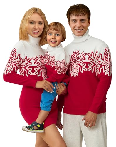 Kids Women Men Christmas Sweater Family Matching Outfits for Holiday Party Knitted Pullover Dress