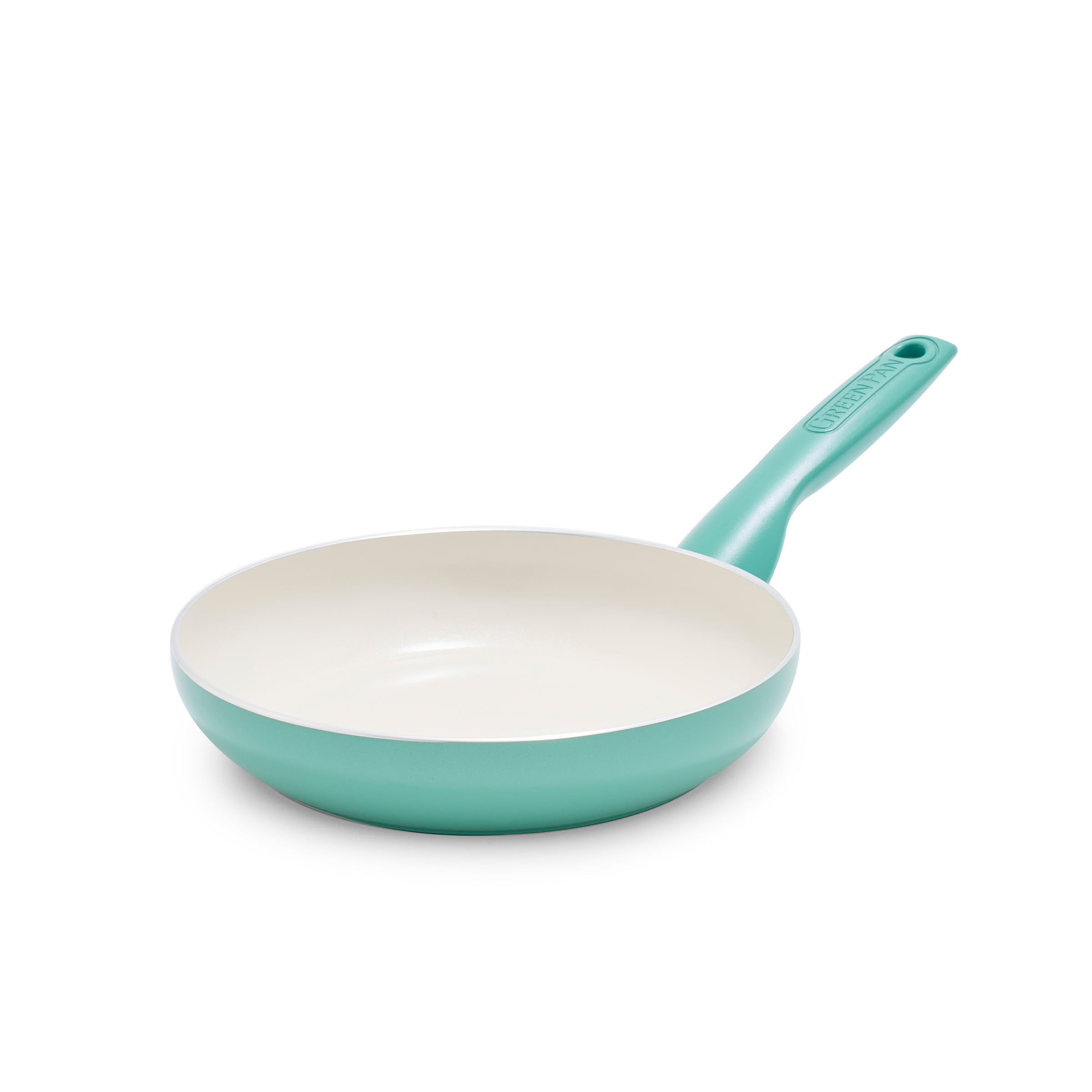 GreenPan Rio Padella Antiaderente in Ceramica Sana da 18 cm, Senza PFAS, Manico Fredda al Tatto, Sicuro in forno fino a 160°C, Turchese e Crema