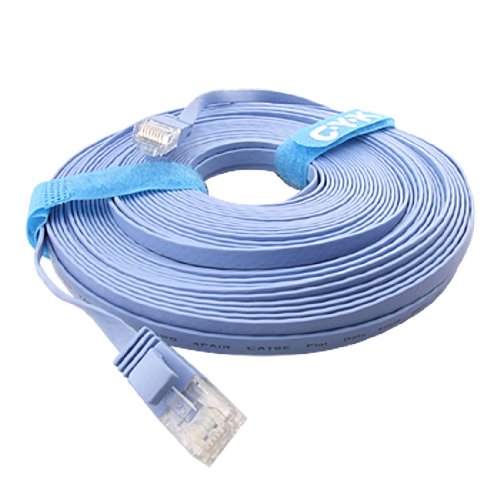 Cable de red CAT6 UTP plano 20 metros RJ45 azul miniatura 1