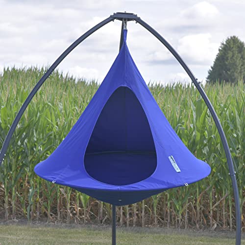 Image of Double Cacoon Hanging Chair for Two - Cozy Indoor /Outdoor Hammock with Polyester Canvas, 440 lb Capacity, Includes 18ft Rope & Carabiner
