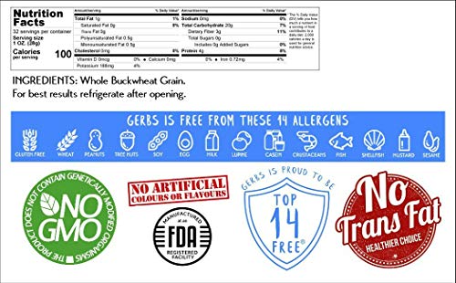 Gerbs Buckwheat Grain Groats 2 Lbs. Premium Grade | Top 14 Food Allergy Free Non Gmo | Freshly Harvested Packed In Resealable Bulk Bag | Rich In Iron, Fiber & Protein | Gluten Peanut Tree Nut Free #TOP6