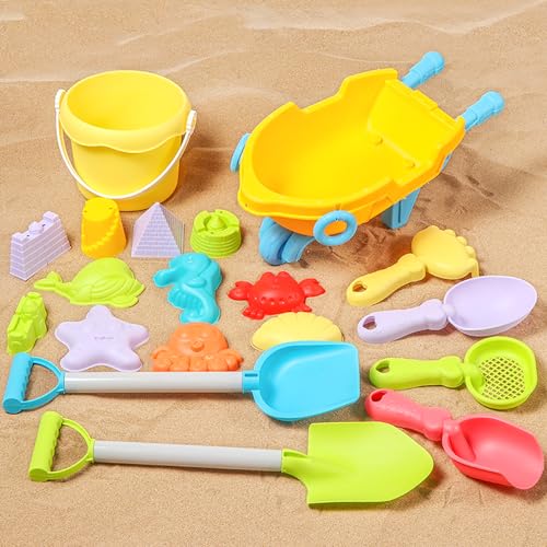 Hojalis 19pcs Juguetes De Playa Para Ni�os, Juguetes Playa Silicona, Juguetes Playa Ni�os, Juguetes Arena, Cubo Y Palas Infantil, Juguete De Exterior Regalo Para Ni�o Ni�a, Para 2 3 4 5 A�os Ni�os